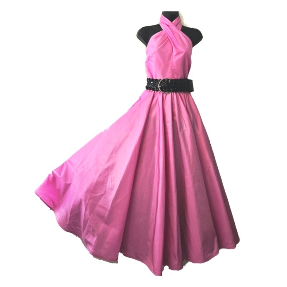 Vintage Victor Costa Size 12 Womens Pink Taffeta Evening Dress late 80's.